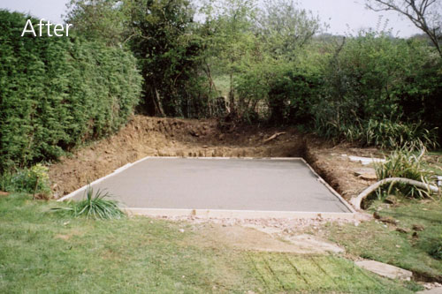 After  complete concrete shed base